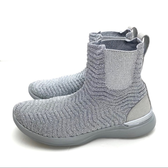 APL Lululemon Athletic propulsion Labs Knitted TechLoom Chelsea Sneakers Silver - Picture 7 of 12